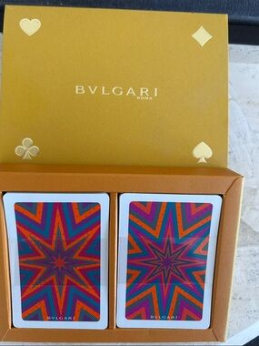 Bulgari Multicolor Star Back Playing Card Set in Gold Box